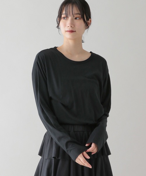 studio CLIP（スタディオクリップ）の「《natural by clip》シアーカットロングスリーブプルオーバー（Tシャツ/カットソー・レディース・ライトブルー/ブラック/ライトグレー/オフホワイト・FREE）」の11枚目の写真