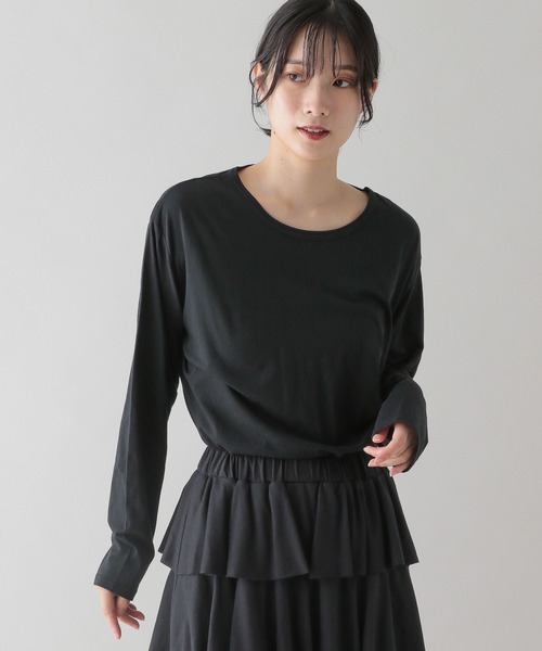 studio CLIP（スタディオクリップ）の「《natural by clip》シアーカットロングスリーブプルオーバー（Tシャツ/カットソー・レディース・ライトブルー/ブラック/ライトグレー/オフホワイト・FREE）」の12枚目の写真