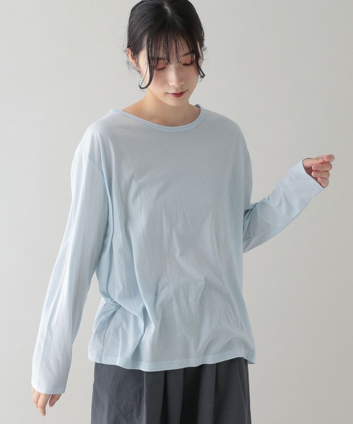 studio CLIP（スタディオクリップ）の「《natural by clip》シアーカットロングスリーブプルオーバー（Tシャツ/カットソー・レディース・ライトブルー/ブラック/ライトグレー/オフホワイト・FREE）」の16枚目の写真