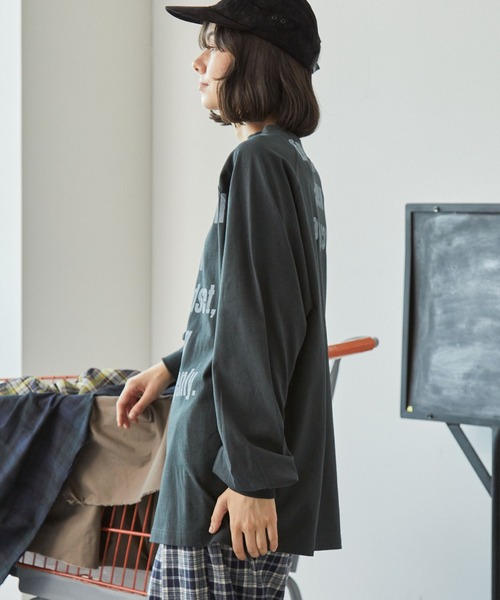 セール】メッセージロゴかすれプリント ラグラン 長袖Tシャツ（T