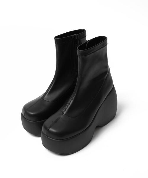 WEGO（ウィゴー）の「WEGO/厚底ウェッジソールショートブーツ（ブーツ・レディース・ブラック・MEDIUM/LARGE）」の10枚目の写真