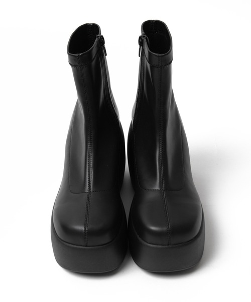 WEGO（ウィゴー）の「WEGO/厚底ウェッジソールショートブーツ（ブーツ・レディース・ブラック・MEDIUM/LARGE）」の7枚目の写真