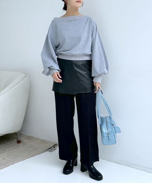 mysty woman（ミスティウーマン）の「エコレザーミニラップスカート 152020（スカート・レディース・ベージュ/ブラック・FREE）」の6枚目の写真