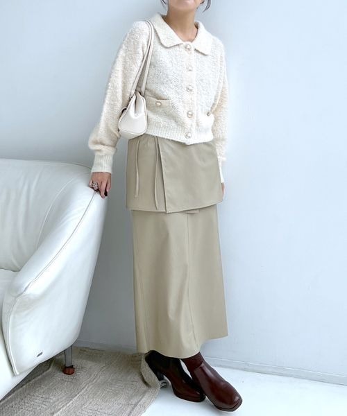 mysty woman（ミスティウーマン）の「エコレザーミニラップスカート 152020（スカート・レディース・ベージュ/ブラック・FREE）」の5枚目の写真