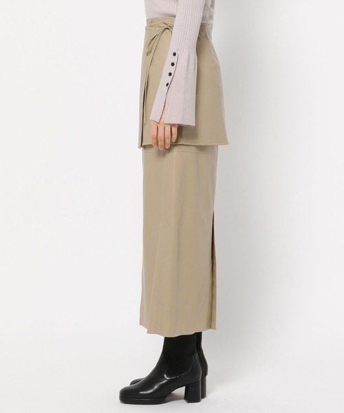 mysty woman（ミスティウーマン）の「エコレザーミニラップスカート 152020（スカート・レディース・ベージュ/ブラック・FREE）」の9枚目の写真