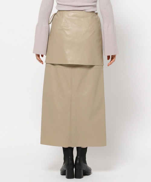 mysty woman（ミスティウーマン）の「エコレザーミニラップスカート 152020（スカート・レディース・ベージュ/ブラック・FREE）」の10枚目の写真