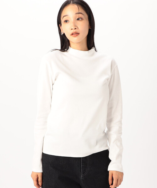 COMME CA ISM(コムサイズム)の「綿100% 吸湿発熱 あったか ハイネックカットソー(Tシャツ/カットソー・レディース・ブラック/ホワイト/ライトグレー/チャコール・MEDIUM/LARGE)」の2枚目の写真