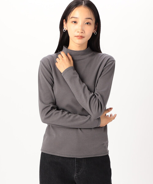 COMME CA ISM(コムサイズム)の「綿100% 吸湿発熱 あったか ハイネックカットソー(Tシャツ/カットソー・レディース・ブラック/ホワイト/ライトグレー/チャコール・MEDIUM/LARGE)」の1枚目の写真