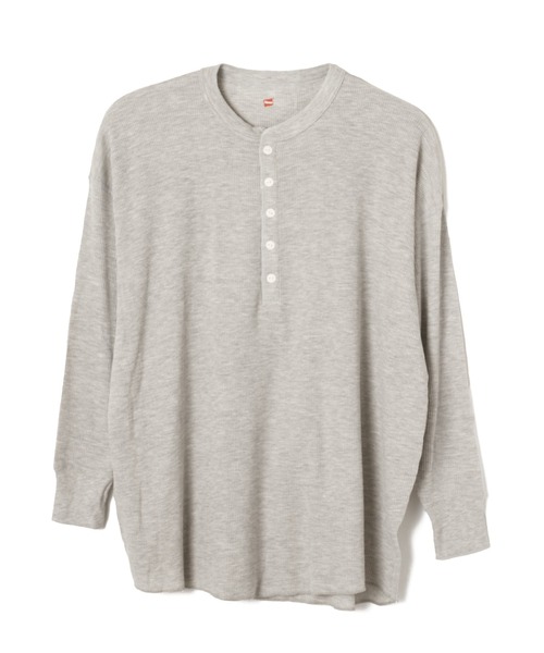 ＪＵＧＬＡＮＳ（ユグランス）の「【Hanes/ヘインズ】HW4-A502 HENLYNECK/ヘンリーネック/ロングスリーブ/ワッフル/フリーサイズ/レディース（Tシャツ/カットソー・レディース・オフホワイト/グレー/ブラック/ネイビー・FREE）」の8枚目の写真