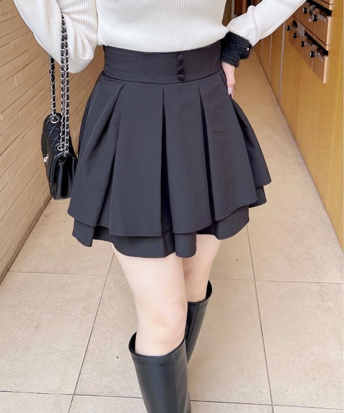 INGNI（イング）の「タックフレアミニスカパン（スカート・レディース・グレー/ブラック・FREE）」の13枚目の写真