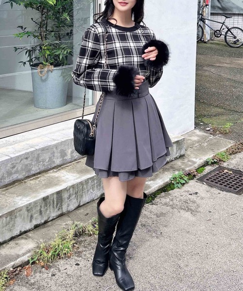 INGNI（イング）の「タックフレアミニスカパン（スカート・レディース・グレー/ブラック・FREE）」の11枚目の写真