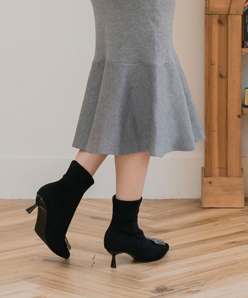 Julia Boutique（ジュリアブティック）の「選べるミディアム丈・ロング丈 Vネック ノースリーブ マーメイドニットワンピース（ワンピース・レディース・ブラック系1/グレー系1/ワイン系1/アイボリー系1/グレー系2/アイボリー系2/ブラック系2/ワイン系2・ONE）」の22枚目の写真