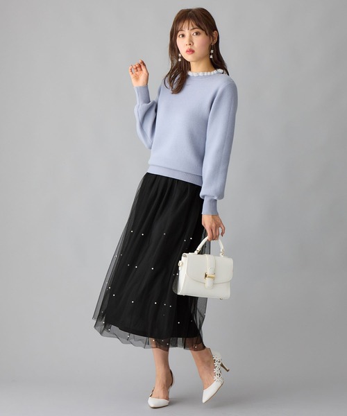 alotta（アロッタ）の「上品パール付きチュールスカート（スカート・レディース・ブラック/チャコール・L/M/LL）」の7枚目の写真