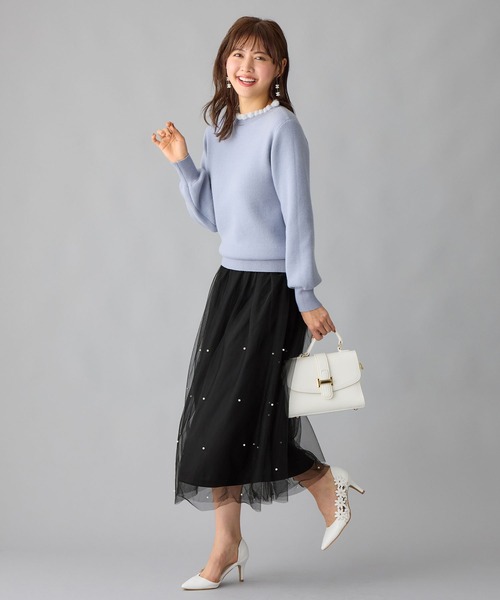 alotta（アロッタ）の「上品パール付きチュールスカート（スカート・レディース・ブラック/チャコール・L/M/LL）」の9枚目の写真