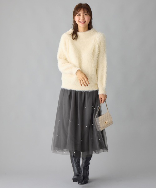 alotta（アロッタ）の「上品パール付きチュールスカート（スカート・レディース・ブラック/チャコール・L/M/LL）」の14枚目の写真