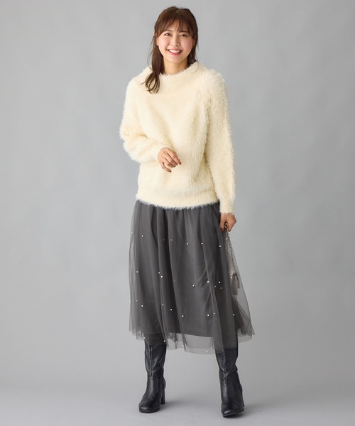 alotta（アロッタ）の「上品パール付きチュールスカート（スカート・レディース・ブラック/チャコール・L/M/LL）」の15枚目の写真