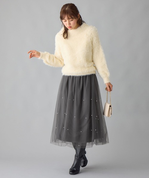 alotta（アロッタ）の「上品パール付きチュールスカート（スカート・レディース・ブラック/チャコール・L/M/LL）」の16枚目の写真