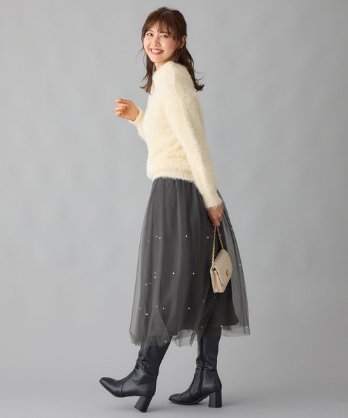 alotta（アロッタ）の「上品パール付きチュールスカート（スカート・レディース・ブラック/チャコール・L/M/LL）」の17枚目の写真