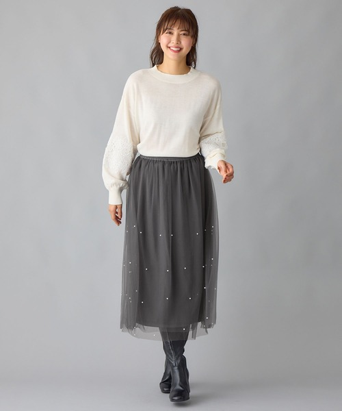 alotta（アロッタ）の「上品パール付きチュールスカート（スカート・レディース・ブラック/チャコール・L/M/LL）」の19枚目の写真