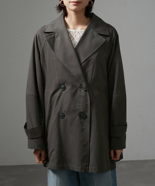 SALON adam et rope'(サロン アダム エ ロペ)の「【WEB限定】ショートトレンチジャケット(トレンチコート・レディース・キャメル/チャコールグレー・FREE)」の18枚目の写真