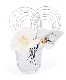 KIMONOMACHI（キモノマチ）の「成人式 髪飾り 卒業式 Uピンの3点セット「お花と透かしのメタルフラワー、水引　金・銀」水引髪飾り　髪飾り成人式　振袖髪飾り　袴 成人式　ヘアアクセサリー（ヘアピン）」