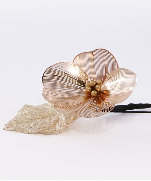 るか様お取引中⭐024⭐　❣️２点目から100円引❣️　花　キラキラ　ヘアゴム リトルムーン シュシュ ヘアゴム バラ 花 ゴールド 縁取り 上品 華やか