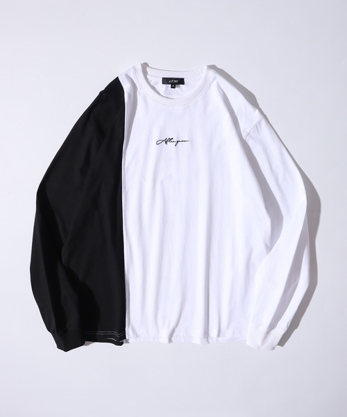 RE730(アールイーセブンサーティー)の「Color scheme switching long sleeve T-shirt / 配色切り替え長袖Tシャツ(Tシャツ/カットソー・メンズ・ホワイト/ブラック・L/M)」の3枚目の写真