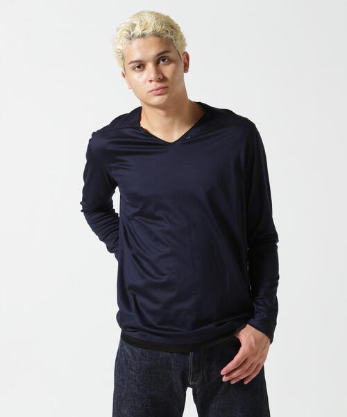 FranCisT_MOR.K.S.（フランシストモークス）の「FranCisT_MOR.K.S./フランシスト モークス/LYOCELL/C FAKE LAYERED V-NECK L/S T-SHIRT（Tシャツ/カットソー・メンズ・ブラック/オリーブ系/ネイビー・4/3/2）」の19枚目の写真