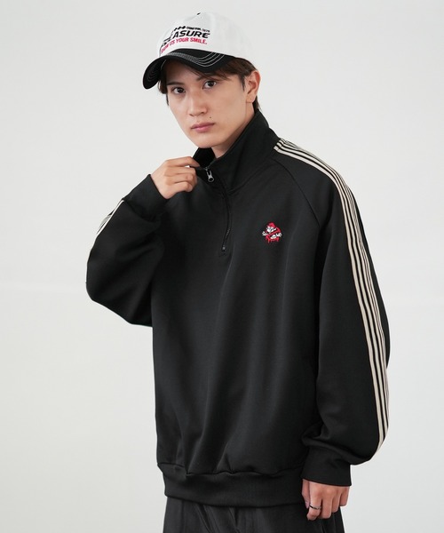 SIDEWAY STANCE(サイドウェイスタンス)の「【SIDEWAY STANCE】ハーフジップ ワンポイント刺しゅう ジャージジャケット(ジャージ・メンズ・ブラック/ブラック系/ラベンダー/ブラック系1/ダークブラウン/グレー・LARGE/MEDIUM)」の7枚目の写真
