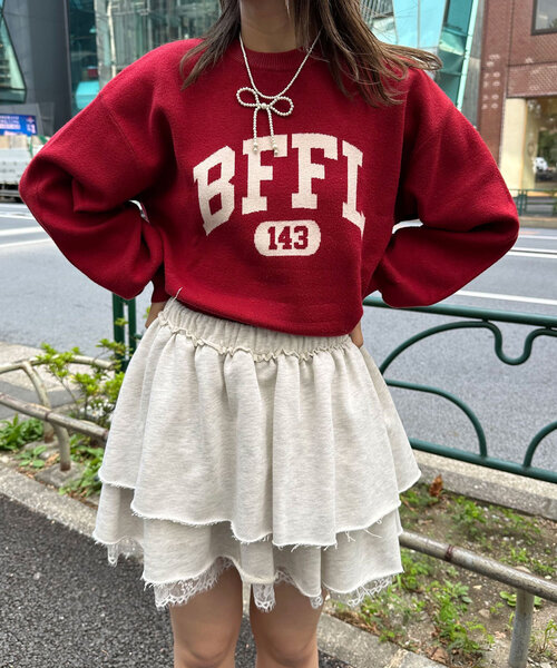 CIAOPANIC（チャオパニック）の「スウェットレースティアードミニスカート（スカート・レディース・アイボリー/チャコールグレー/グレー・ONE SIZE）」の10枚目の写真