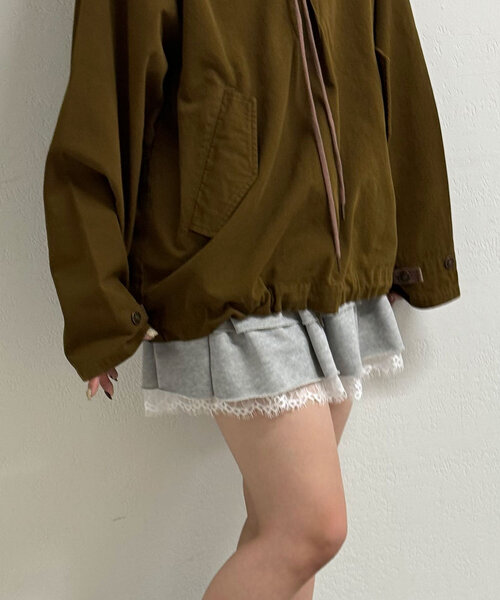 CIAOPANIC（チャオパニック）の「スウェットレースティアードミニスカート（スカート・レディース・アイボリー/チャコールグレー/グレー・ONE SIZE）」の9枚目の写真