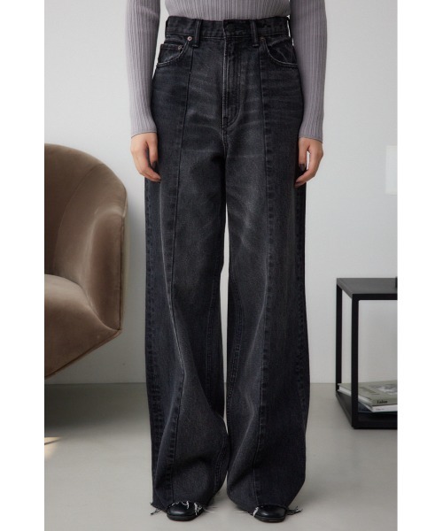 AZUL by moussy（アズールバイマウジー）の「AZUL DENIM 切替パターンワイドデニム（デニムパンツ・レディース・ブラック/ブルー・MEDIUM/SMALL）」の6枚目の写真