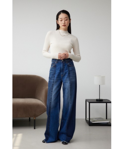 AZUL by moussy（アズールバイマウジー）の「AZUL DENIM 切替パターンワイドデニム（デニムパンツ・レディース・ブラック/ブルー・MEDIUM/SMALL）」の14枚目の写真