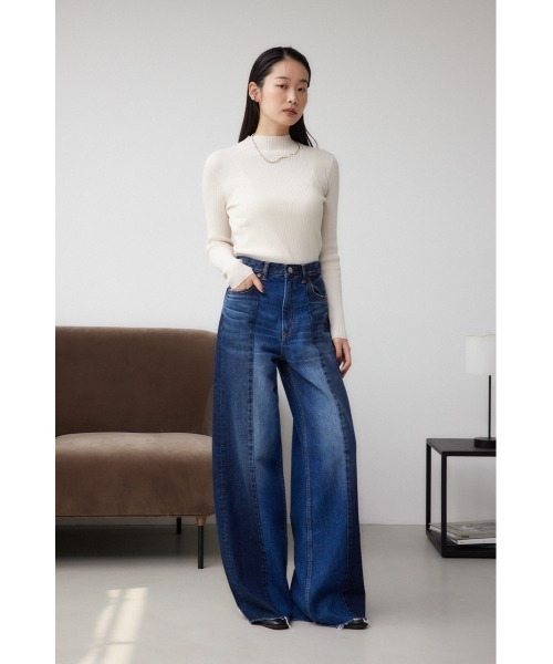 AZUL by moussy（アズールバイマウジー）の「AZUL DENIM 切替パターンワイドデニム（デニムパンツ・レディース・ブラック/ブルー・MEDIUM/SMALL）」の15枚目の写真