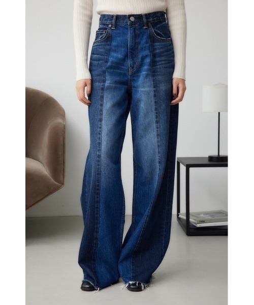 AZUL by moussy（アズールバイマウジー）の「AZUL DENIM 切替パターンワイドデニム（デニムパンツ・レディース・ブラック/ブルー・MEDIUM/SMALL）」の16枚目の写真