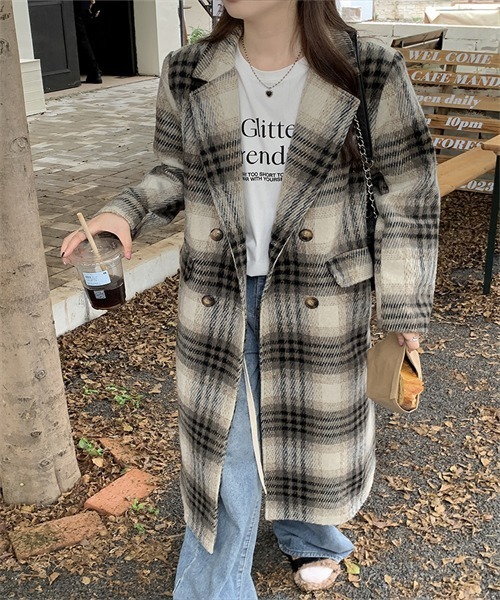 大きいサイズのPlantation チェスターコート チェック柄 dv033ze_1.jpg