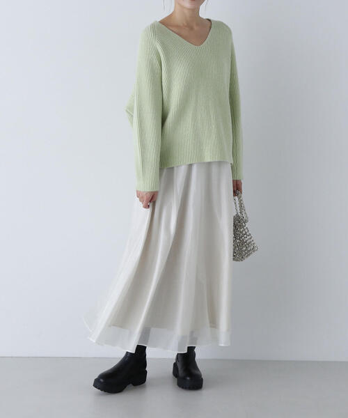 【セール】◇【Oggi掲載】シアーボリュームフレアスカート（スカート）｜NATURAL BEAUTY BASIC（ナチュラルビューティーベーシック）