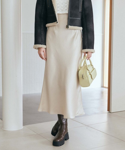 archives（アルシーヴ）の「シャイニーナロースカート（スカート・レディース・グレー/アイボリー/ブラック・MEDIUM）」の2枚目の写真