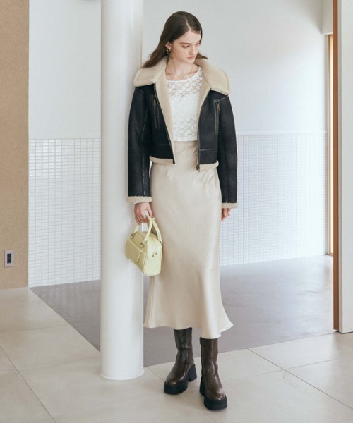 archives（アルシーヴ）の「シャイニーナロースカート（スカート・レディース・グレー/アイボリー/ブラック・MEDIUM）」の8枚目の写真