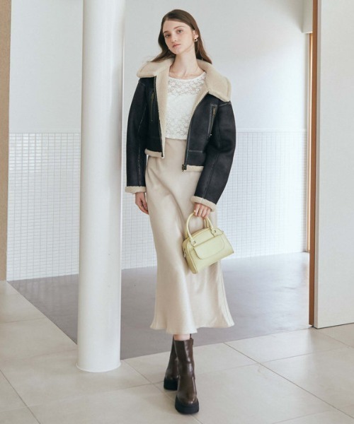 archives（アルシーヴ）の「シャイニーナロースカート（スカート・レディース・グレー/アイボリー/ブラック・MEDIUM）」の9枚目の写真