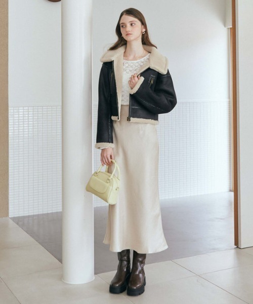 archives（アルシーヴ）の「シャイニーナロースカート（スカート・レディース・グレー/アイボリー/ブラック・MEDIUM）」の10枚目の写真