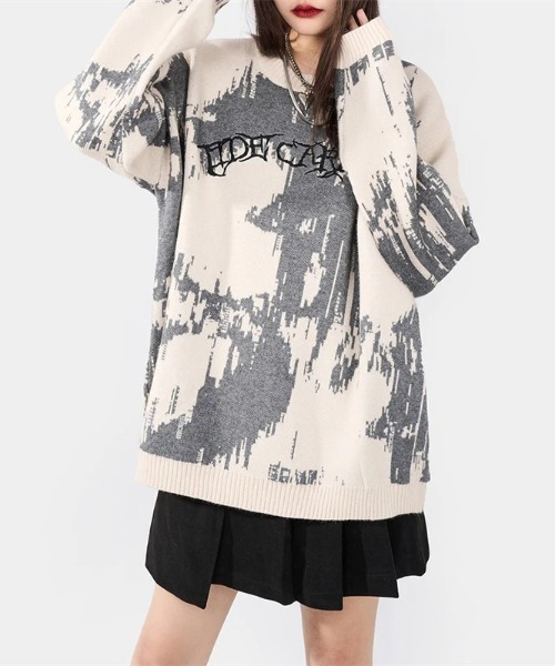 B.R.U(ブル)の「刺繍ロゴニュアンス柄ニット(ニット/セーター・メンズ・ブラック/ベージュ・FREE)」の3枚目の写真