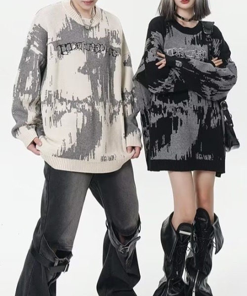 B.R.U(ブル)の「刺繍ロゴニュアンス柄ニット(ニット/セーター・メンズ・ブラック/ベージュ・FREE)」の12枚目の写真