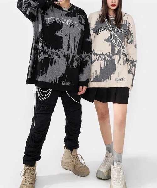 B.R.U(ブル)の「刺繍ロゴニュアンス柄ニット(ニット/セーター・メンズ・ブラック/ベージュ・FREE)」の11枚目の写真