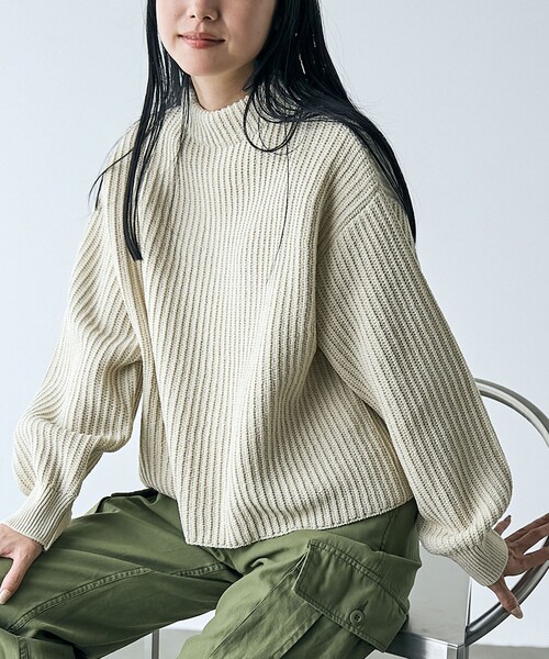 coen（コーエン）の「【毛玉抑制/帯電防止】ラーベンモックネックニット（ニット/セーター・レディース・レッド/ナチュラル/ブラック・M/L）」の2枚目の写真