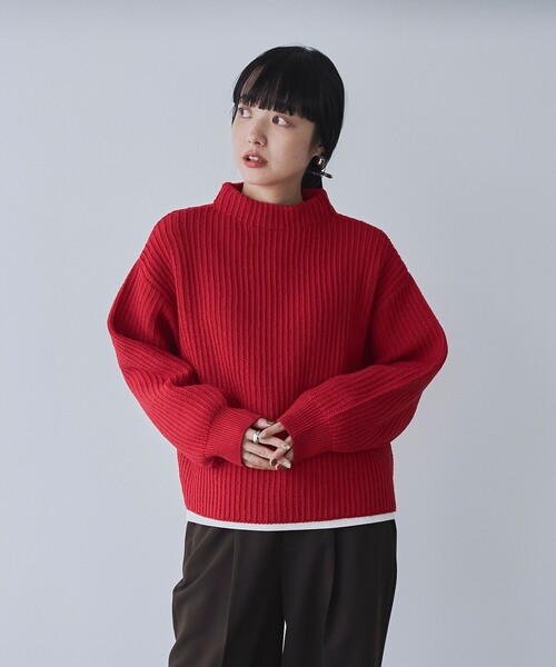 coen（コーエン）の「【毛玉抑制/帯電防止】ラーベンモックネックニット（ニット/セーター・レディース・レッド/ナチュラル/ブラック・M/L）」の13枚目の写真