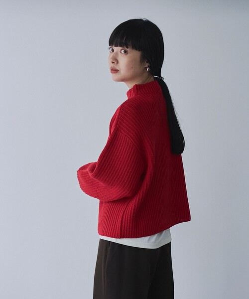 coen（コーエン）の「【毛玉抑制/帯電防止】ラーベンモックネックニット（ニット/セーター・レディース・レッド/ナチュラル/ブラック・M/L）」の14枚目の写真
