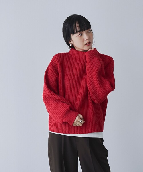 coen（コーエン）の「【毛玉抑制/帯電防止】ラーベンモックネックニット（ニット/セーター・レディース・レッド/ナチュラル/ブラック・M/L）」の15枚目の写真