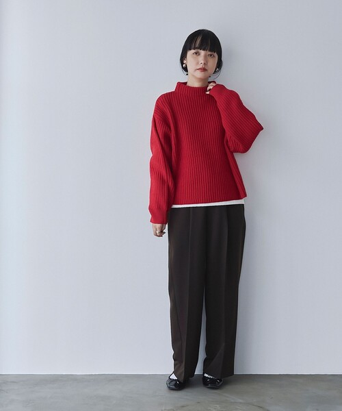 coen（コーエン）の「【毛玉抑制/帯電防止】ラーベンモックネックニット（ニット/セーター・レディース・レッド/ナチュラル/ブラック・M/L）」の16枚目の写真