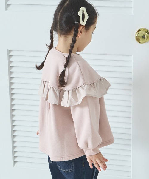 pairmanon（ペアマノン）の「裏起毛 フリル付き ノーカラー ジップブルゾン（ブルゾン・キッズ・ベージュ/ライトピンク/ブラック・110/140/130/100/90/150/120）」の9枚目の写真